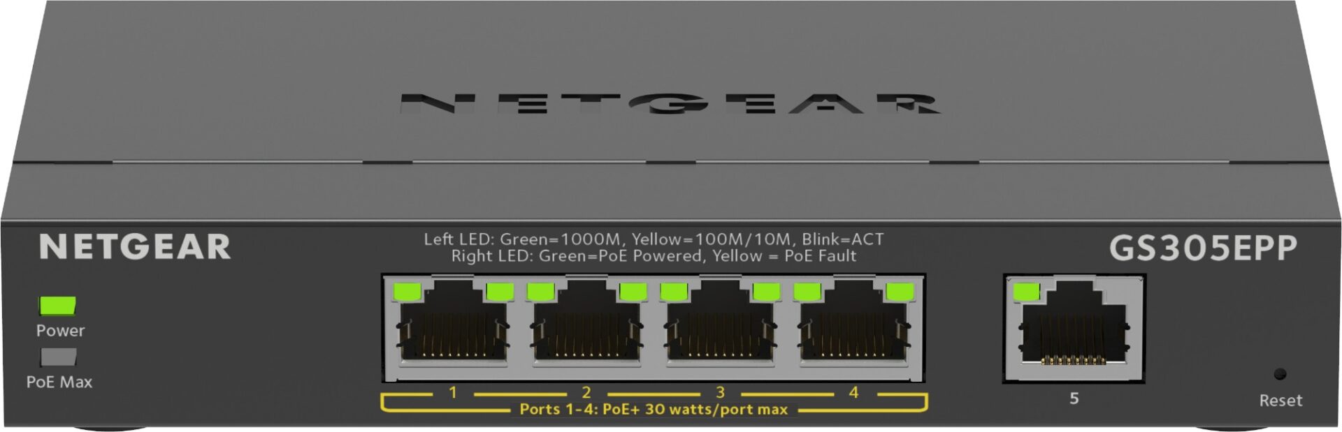 NETGEAR 5-Port Gigabit Ethernet High-Power PoE+ Plus Switch
