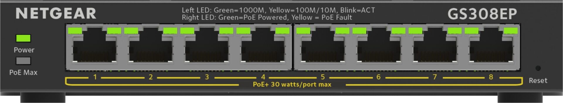 NETGEAR 8-Port Gigabit Ethernet PoE+ Plus Switch (GS308EP) Managed L2/L3 Gigabit Ethernet